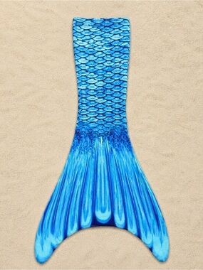 Girls Mermaid Tail Costume Blue Scale Print Dress Size 6-10